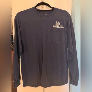 Navy Blue Long Sleeve Shirt with Pocket - book & reading inspired